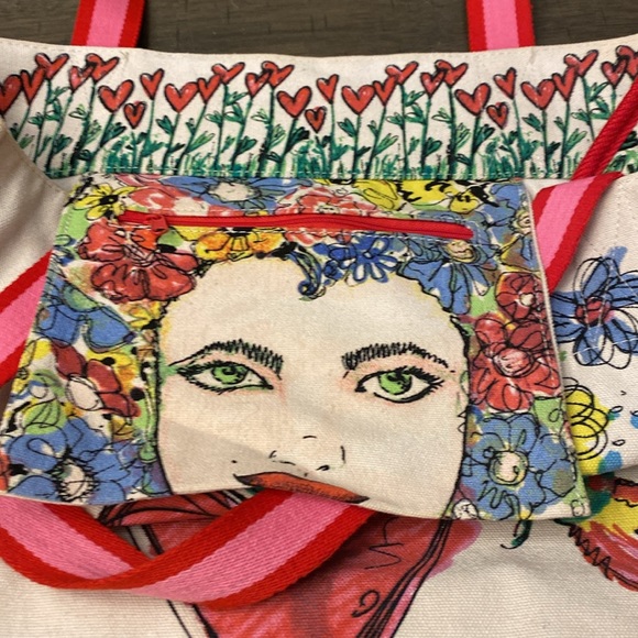 Brighton Love Tweet Tote Bag Butterfly Bird Canvas - Picture 10 of 11